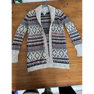 Cat Jack Girls Fair Isle Knit Cardigan Sweater Size L 10 12 Geometric Pattern